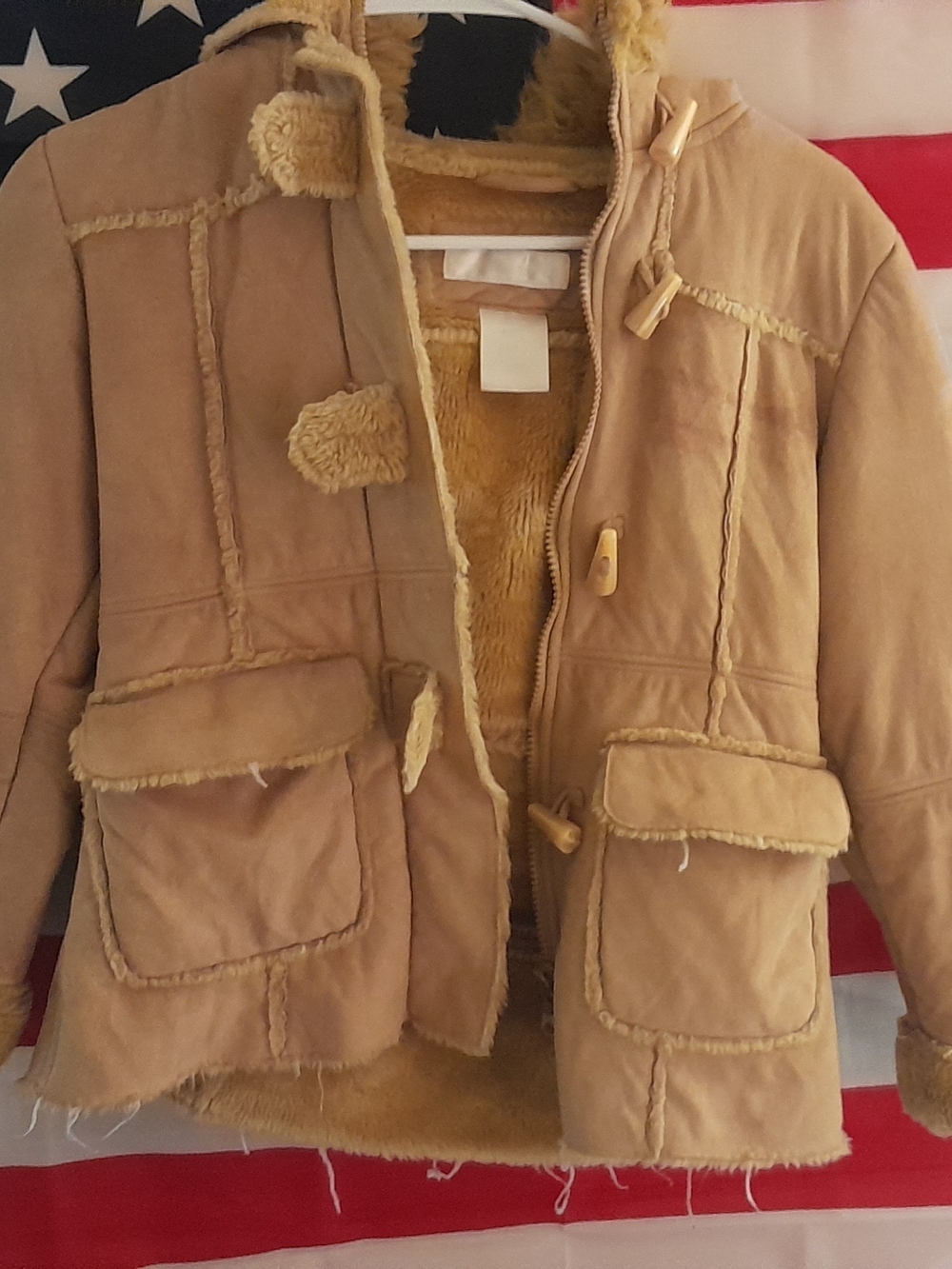 Girls' Tan Faux-Fur Jacket